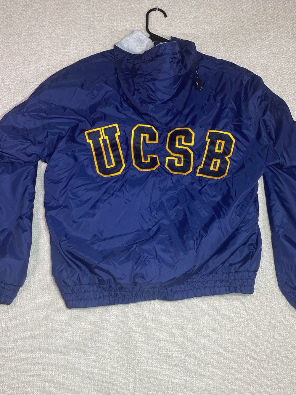 Vintage UCSB Bomber Jacket Men M Blue Fleece Lined Windbreaker Gear For Sports